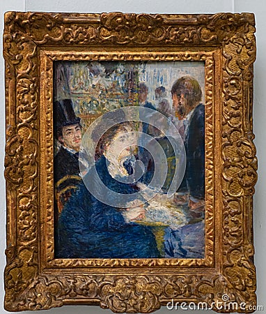 In the cafe painting with frame by Pierre-Auguste Renoir Editorial Stock Photo